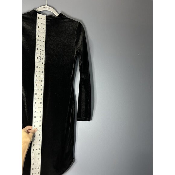Aria Dress Womens M Black Velvet Long Sleeve Bodycon Mock Neck Witchy Romantic - Picture 5 of 12
